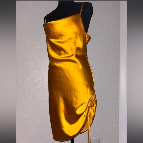 Gold Satin Asymmetrical Dress – Size Small ✨ - Picture 2 of 3